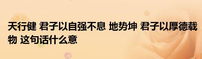 天行健 君子以自强不息 地势坤 君子以厚德载物 这句话什么意