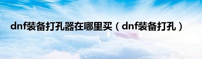 dnf装备打孔器在哪里买（dnf装备打孔）