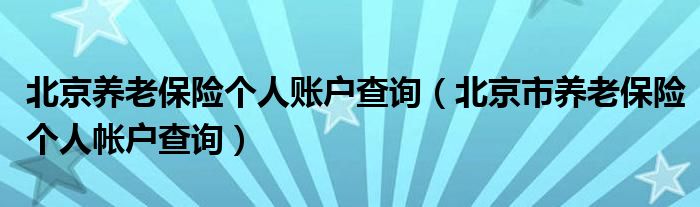 北京养老保险个人账户查询（北京市养老保险个人帐户查询）