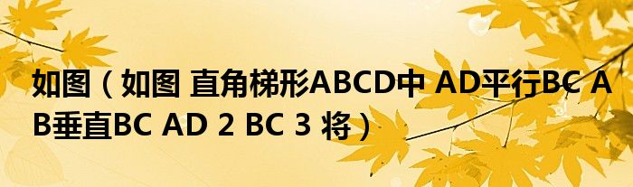 如图（如图 直角梯形ABCD中 AD平行BC AB垂直BC AD 2 BC 3 将）