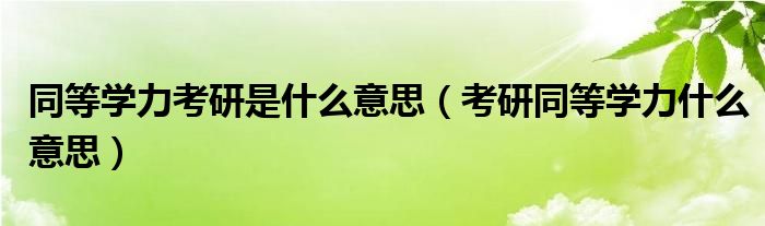 同等学力考研是什么意思（考研同等学力什么意思）