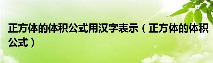 正方体的体积公式用汉字表示（正方体的体积公式）