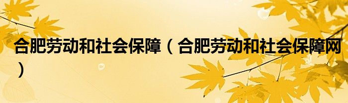 合肥劳动和社会保障（合肥劳动和社会保障网）