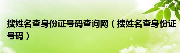 搜姓名查身份证号码查询网（搜姓名查身份证号码）