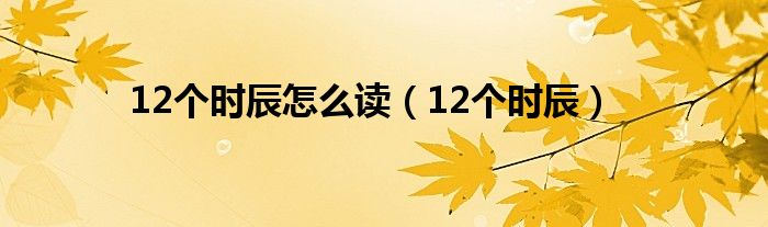 12个时辰怎么读（12个时辰）