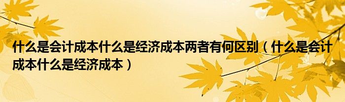 什么是会计成本什么是经济成本两者有何区别（什么是会计成本什么是经济成本）