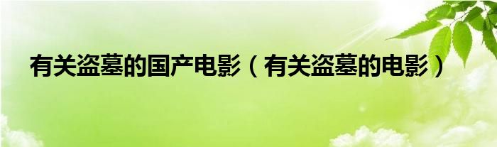 有关盗墓的国产电影（有关盗墓的电影）