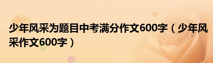 少年风采为题目中考满分作文600字（少年风采作文600字）