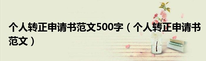 个人转正申请书范文500字（个人转正申请书范文）