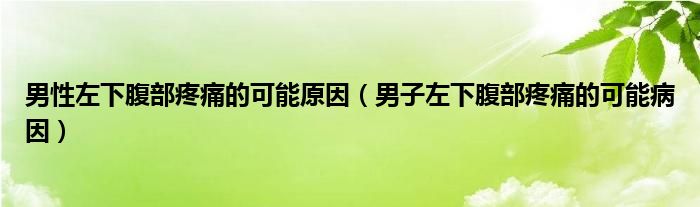 男性左下腹部疼痛的可能原因（男子左下腹部疼痛的可能病因）