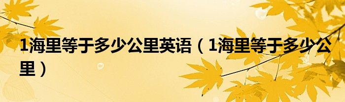 1海里等于多少公里英语（1海里等于多少公里）