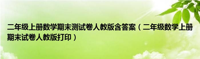 二年级上册数学期末测试卷人教版含答案（二年级数学上册期末试卷人教版打印）