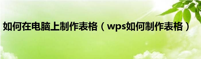 如何在电脑上制作表格（wps如何制作表格）