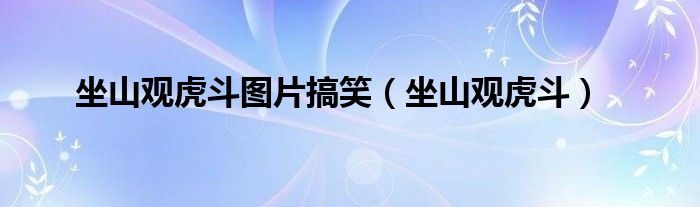 坐山观虎斗图片搞笑（坐山观虎斗）