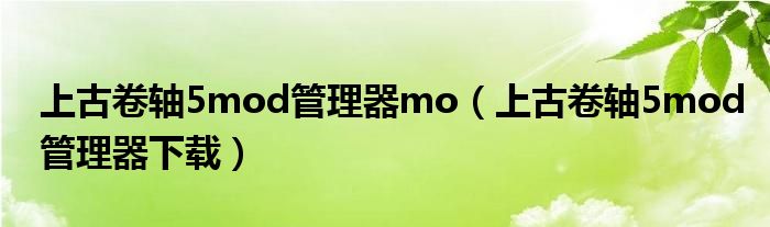 上古卷轴5mod管理器mo（上古卷轴5mod管理器下载）