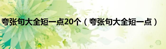 夸张句大全短一点20个（夸张句大全短一点）