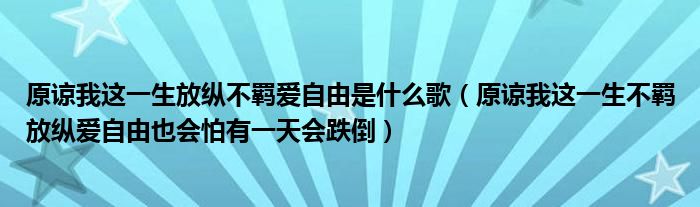 原谅我这一生放纵不羁爱自由是什么歌（原谅我这一生不羁放纵爱自由也会怕有一天会跌倒）