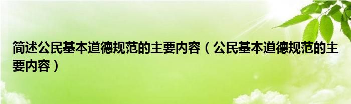 简述公民基本道德规范的主要内容（公民基本道德规范的主要内容）