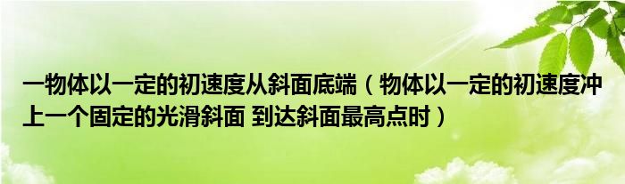 一物体以一定的初速度从斜面底端（物体以一定的初速度冲上一个固定的光滑斜面 到达斜面最高点时）