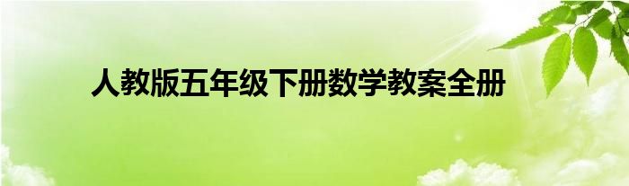 人教版五年级下册数学教案全册