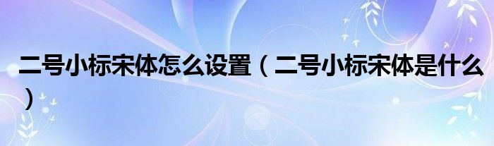 二号小标宋体怎么设置（二号小标宋体是什么）