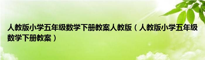 人教版小学五年级数学下册教案人教版（人教版小学五年级数学下册教案）