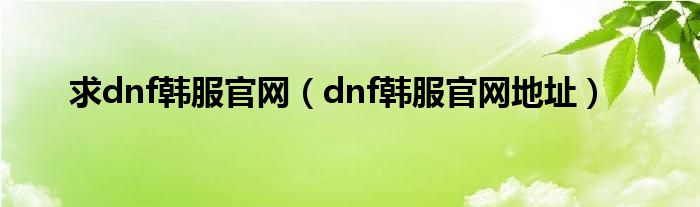 求dnf韩服官网（dnf韩服官网地址）