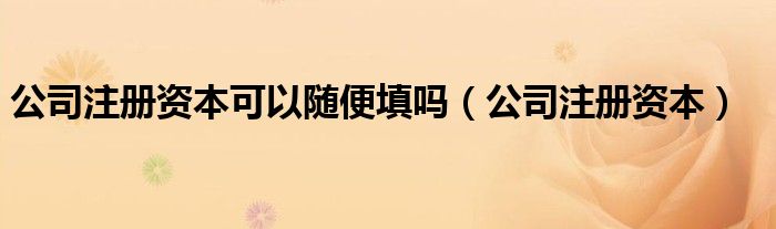 公司注册资本可以随便填吗（公司注册资本）