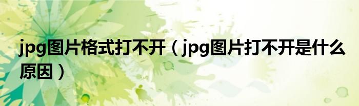 jpg图片格式打不开（jpg图片打不开是什么原因）