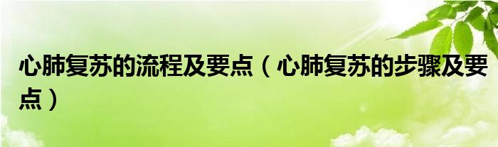 心肺复苏的流程及要点（心肺复苏的步骤及要点）