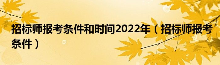 招标师报考条件和时间2022年（招标师报考条件）