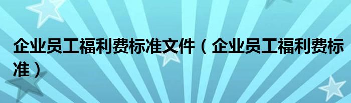 企业员工福利费标准文件（企业员工福利费标准）