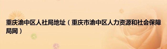 重庆渝中区人社局地址（重庆市渝中区人力资源和社会保障局网）