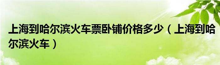 上海到哈尔滨火车票卧铺价格多少（上海到哈尔滨火车）