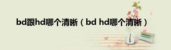 bd跟hd哪个清晰（bd hd哪个清晰）