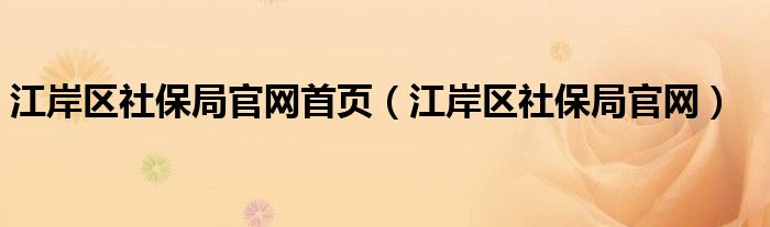 江岸区社保局官网首页（江岸区社保局官网）