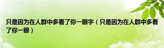 只是因为在人群中多看了你一眼字（只是因为在人群中多看了你一眼）