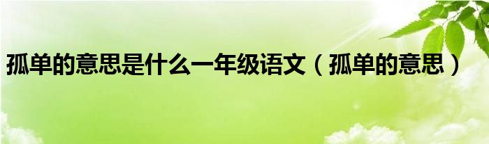 孤单的意思是什么一年级语文（孤单的意思）