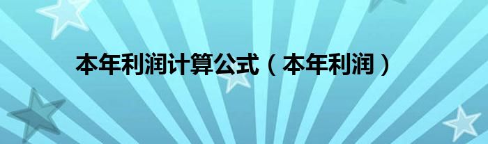 本年利润计算公式（本年利润）