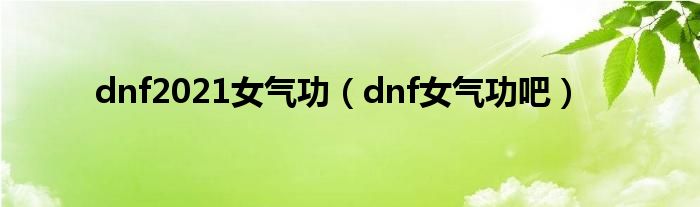 dnf2021女气功（dnf女气功吧）