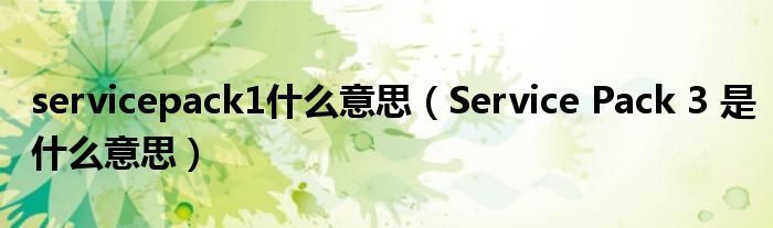 servicepack1什么意思（Service Pack 3 是什么意思）