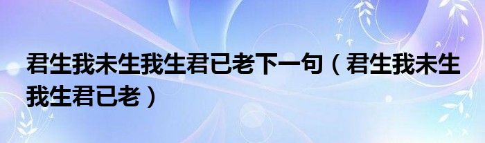 君生我未生我生君已老下一句（君生我未生 我生君已老）