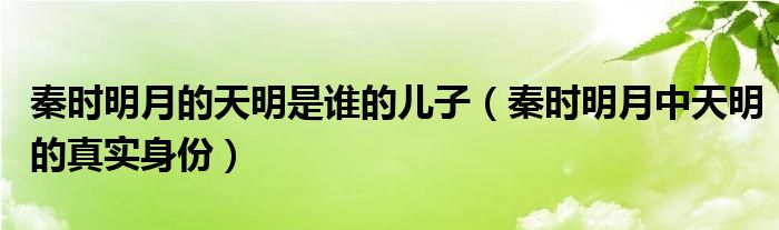 秦时明月的天明是谁的儿子（秦时明月中天明的真实身份）