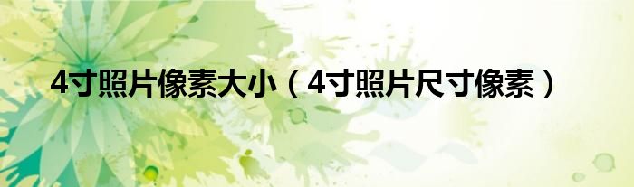 4寸照片像素大小（4寸照片尺寸像素）