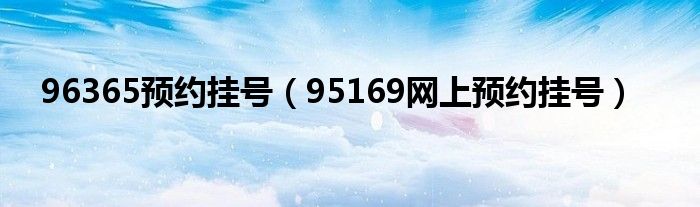 96365预约挂号（95169网上预约挂号）