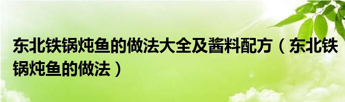 东北铁锅炖鱼的做法大全及酱料配方（东北铁锅炖鱼的做法）