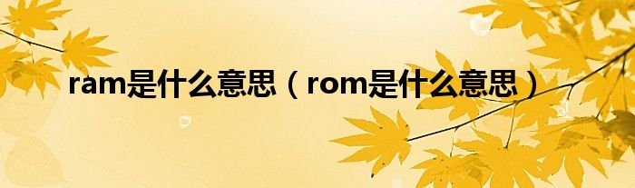 ram是什么意思（rom是什么意思）