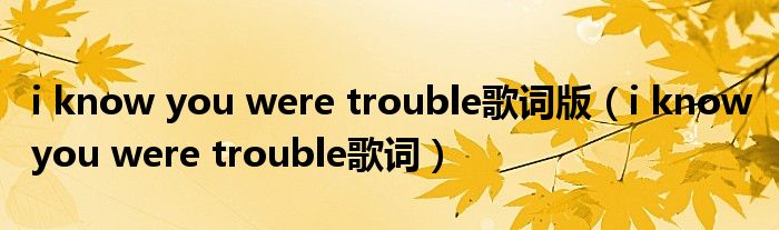 i know you were trouble歌词版（i know you were trouble歌词）