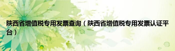 陕西省增值税专用发票查询（陕西省增值税专用发票认证平台）