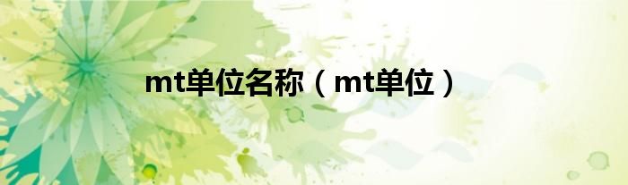 mt单位名称（mt单位）